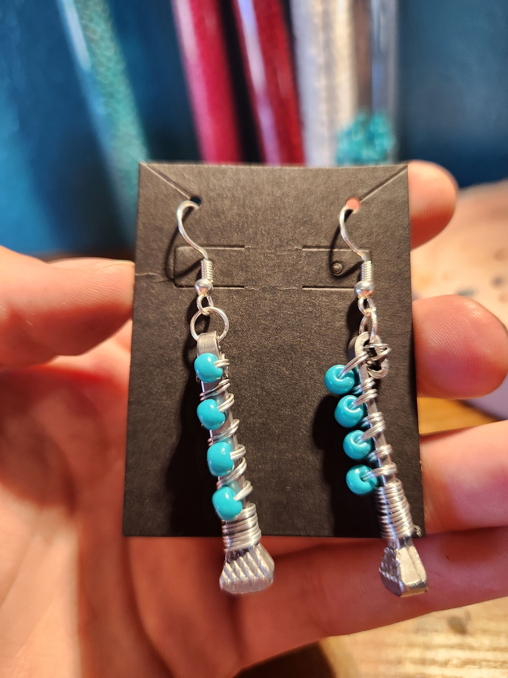 Turquoise Horseshoe Nail Earrings - Women Jewelry